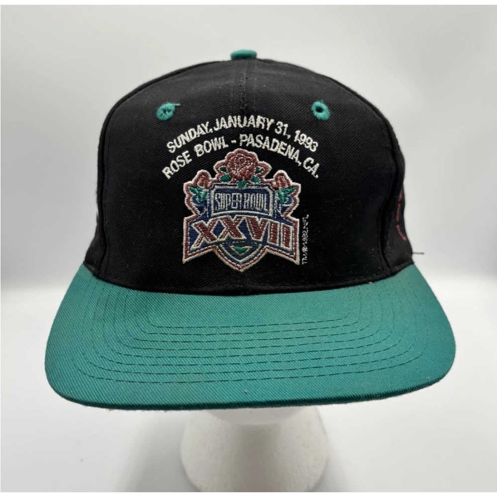 VTG Logo 7 Super Bowl XXVII Hat Cap Dallas Cowboys Pasadena CA Rose Bowl 1993